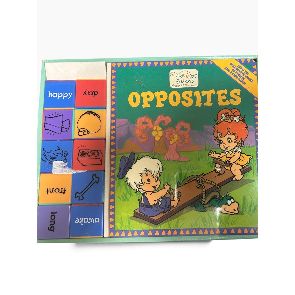 Vintage Cave Kids Opposites Book & Learning Blocks Play Set (Hanna-Barbera)